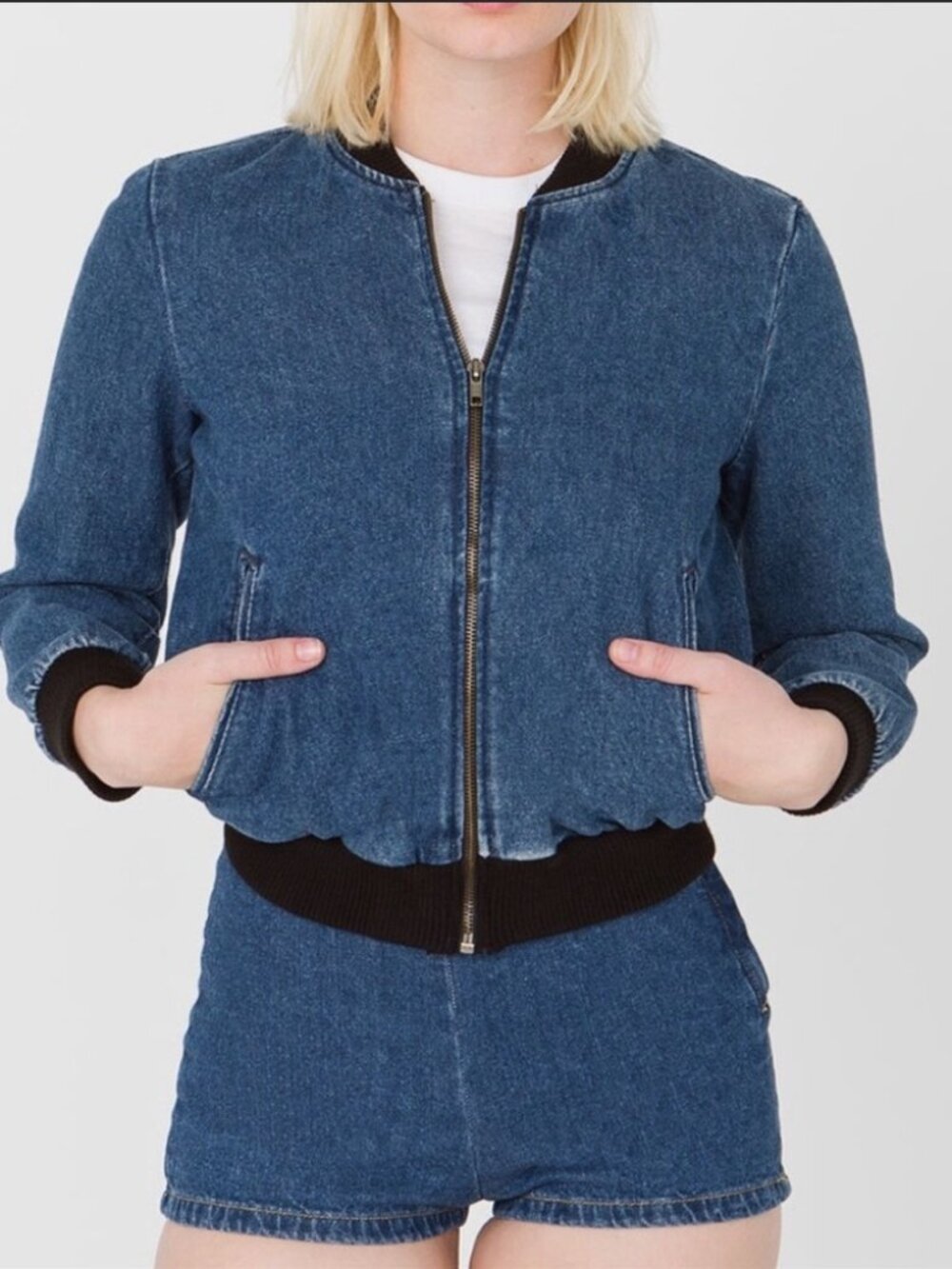 American Apparel Denim Bomber Jacket